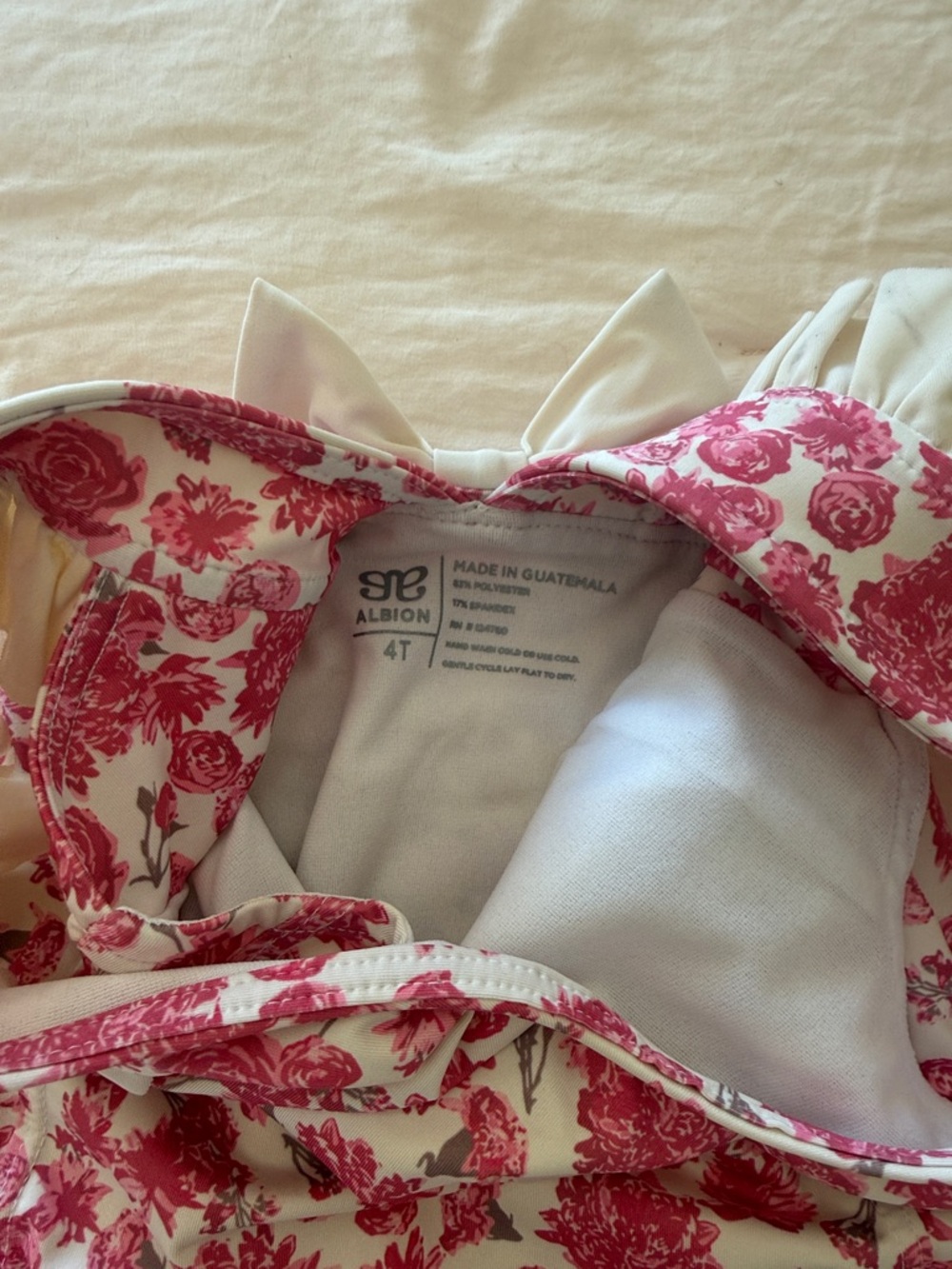 Albion Girls Floral One-Piece Swimsuit in Pink & White - Picture 2 of 3